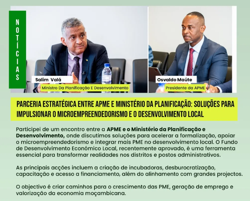 Parceria estratégica entre APME e Ministério da Planificação